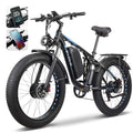 E·Bycco Dual 1000W Motors 2000W Electric Bike for Adults, 35MPH 48V 23Ah Battery Electric Bicycle, Full Suspension 26"*4.0 Fat Tire Hydraulic Disc Brake, Beach Off-Road Mountain E-Bike for Men EB7Pro Blue/2000W/Dual Motor