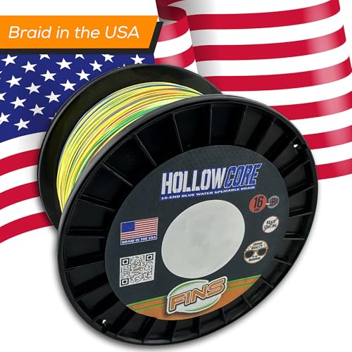 FINS Hollow Core Braided Fishing Line Metered Color 130 lb 2400 Yds