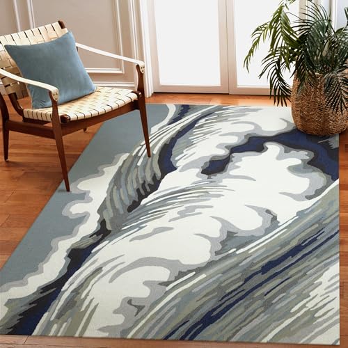 Liora Manne Capri Indoor/Outdoor Handmade Synthetic Blend Area Rug Wave Ocean 7'6" x 9'6