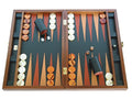 Zaza & Sacci Luxury Wood Backgammon Board Set Leather Mahogany Case Brown Black 20.5 Inch Large