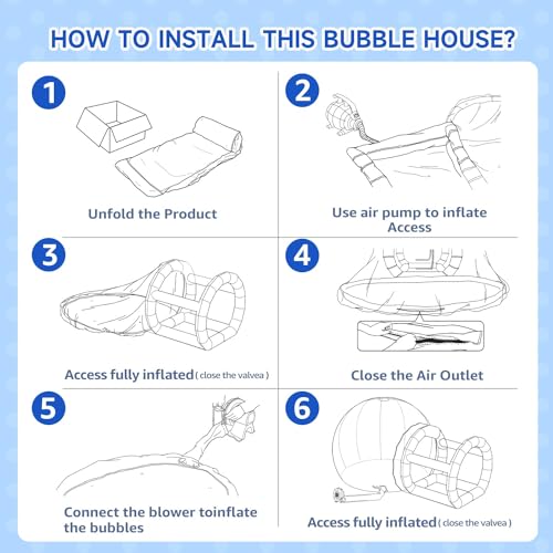 EJIA Clear Inflatable Bubble House for Kids with Blower & Pump White