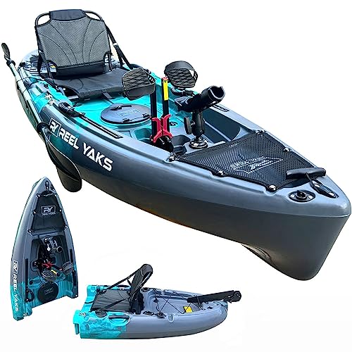 Reel Yaks 9.5ft Modular Fishing Kayak Cyan Gray