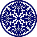 Custom Mosaics, Inc. Baroque Medallion Porcelain Swimming Pool Mosaic 36" x 36" Blue
