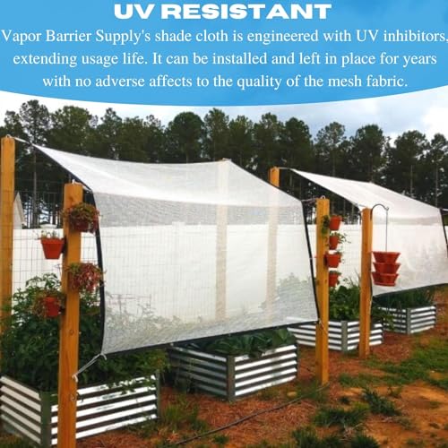 Farm Plastic Supply VBS White Shade Cloth 50% Mesh Fabric 10' x 275'