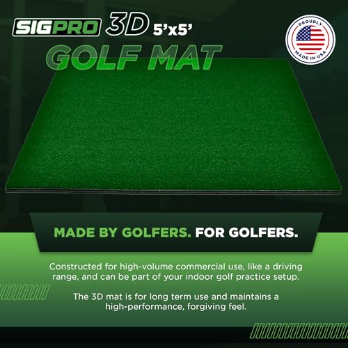 The Indoor Golf Shop SIGPRO 3D 5' x 5' Golf Mat - Durable and Realistic