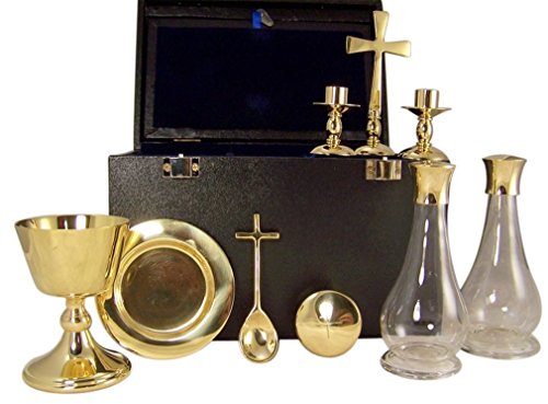 Sudbury Brass Deluxe Travel Mass Kit & Communion Set with Black Carrying Case