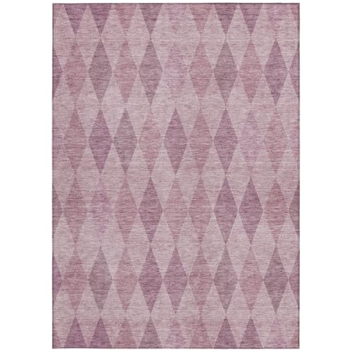 HomeRoots 9' x 12' Blush Geometric Washable Non-Skid Indoor Outdoor Area Rug Blush