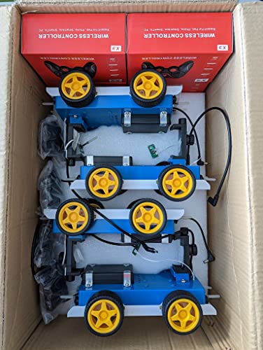 Generic OpenBot RTR_TT Robot Pack of 4 - TT Motors with Optical Wheel Encoders, ATmega328 MCU Blue/White