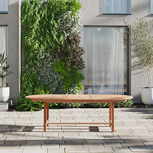 Amazonia Bergen 11-Piece Outdoor Oval Dining Set Certified Teak Light Brown