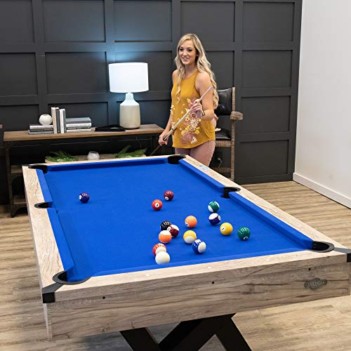 American Legend Kirkwood 84” Billiard Table Rustic Blond Finish Blue