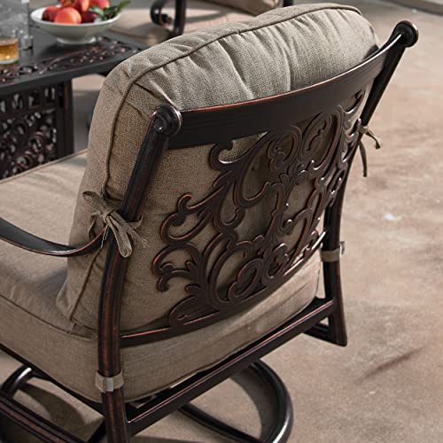 Oakland Living Aluminum Outdoor Swivel Club Chairs Set of 2 with Thick Tan Cushions Antique Copper