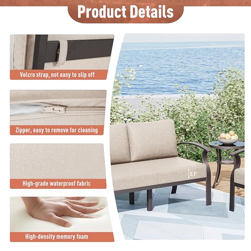Kurapika Aluminum Patio Furniture Set 10-Seat Modern Metal Outdoor Conversation Set with Propane Fire Pit Table, Swivel Rocking Chairs, Sectional Sofa Sand
