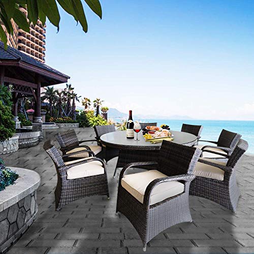 PATIOPTION Outdoor Wicker Patio Furniture Set 8-Seater