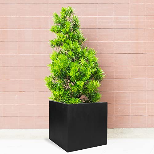 Pottery Pots Block XL Fiberstone Planter Extra Large 24 Inch Tall Black