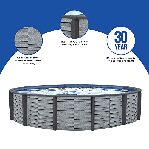 Blue Wave NB19833 Affinity 18-ft Round 52-in Deep Above Ground Swimming Pool Gray