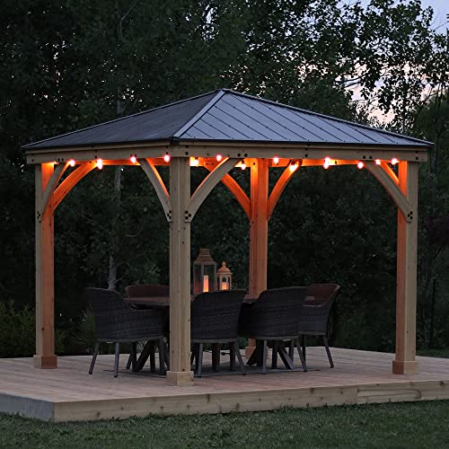 Yardistry 12x12 Meridian Cedar Wood Gazebo Pavilion Brown