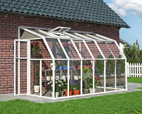 Palram Canopia Rion Sun Room Lean-to Greenhouse DIY Kit 6x12 FT White