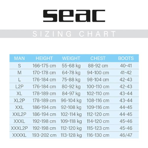 SEAC Men's Warmdry 4mm Neoprene Dry Suit Black Large