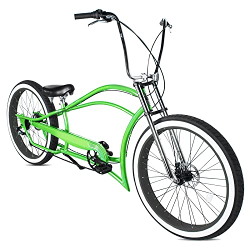 MICARGI Boston GT7 Fat Tire Beach Cruiser Bike 7-Speed Dual Suspension Green