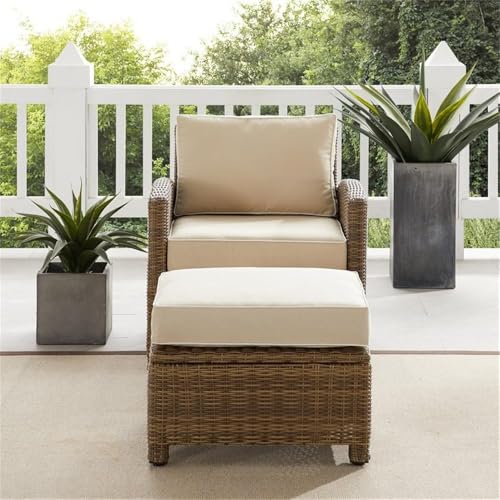 Afuera Living 2-Piece Wicker Armchair & Ottoman Sand and Brown