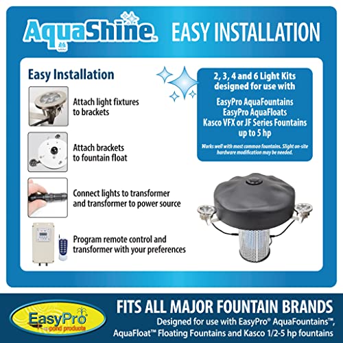 EasyPro Pond Products AquaShine 11 Watt Warm White LED Fountain Lights with Timer & Remote Control