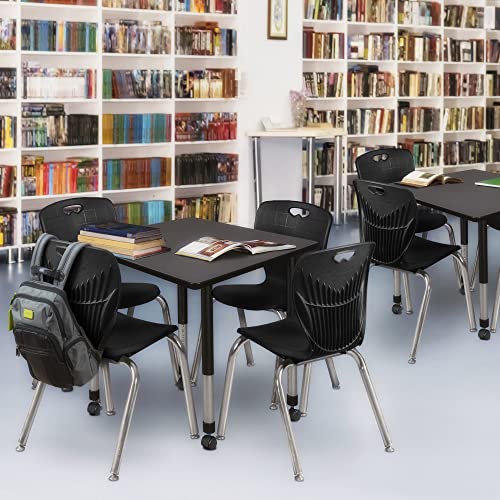 Regency Kee Adjustable Mobile Classroom Table Set with 18" Andy Chairs Grey/Black