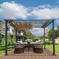 Paragon Outdoor 11’ x 11’ Florence Aluminum Pergola with Retractable Canopy Cocoa