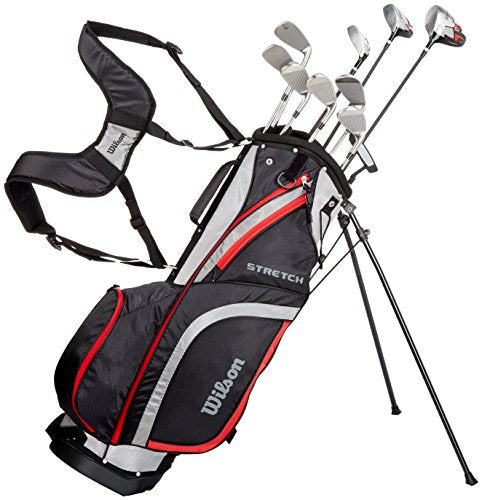 Wilson Beginner Complete Set 10 Golf Clubs with Stand Bag Men's Left Hand Stretch XL Black/Grey/Red