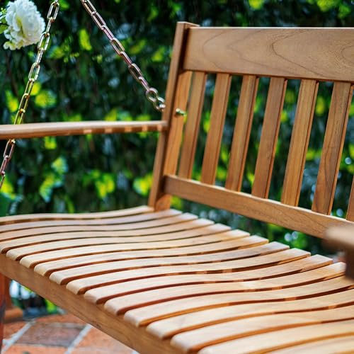 Traditional Teak Wood Porch Swing Weather Resistant White