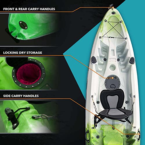 Driftsun Teton 120 Sit-On-Top Fishing Kayak 2-3 Person Green/Black