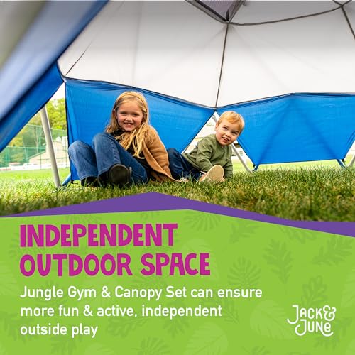 Jack and June Jungle Gym Canopy Set Outdoor Play UV-Resistant Blue/Grey