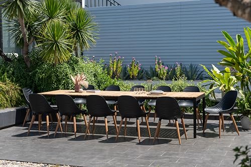 Amazonia Patio Poryt 13-Piece Dining Set Certified Teak Outdoor Black