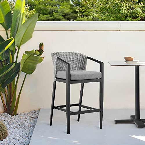 Armen Living Aileen Modern Patio Counter Chair Bar Stool Black