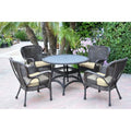 Jeco Windsor Espresso Wicker Dining Set with Cushions Ivory