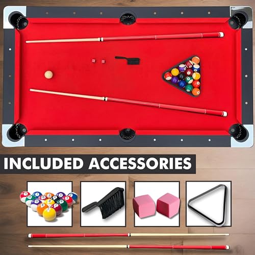 Freetime Fun Portable Pool Table Set Red, Black
