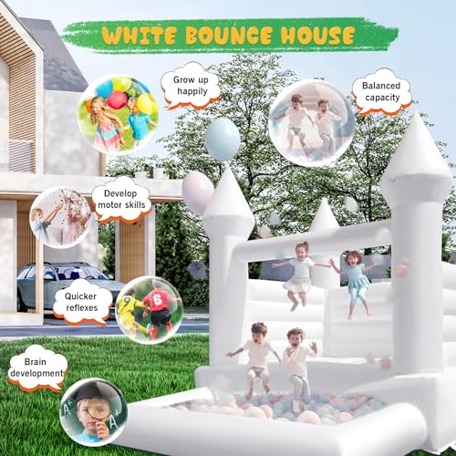 OZIS Inflatable White Bounce House Castle with Ball Pit 13x10x10FT