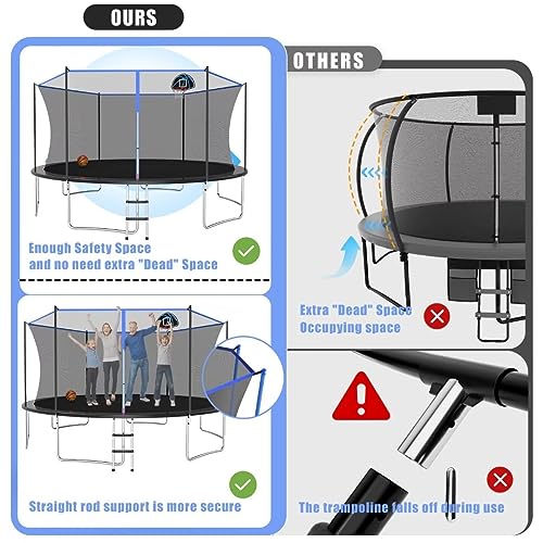 ACWARM HOME Recreational Trampoline with Basketball Hoop Black