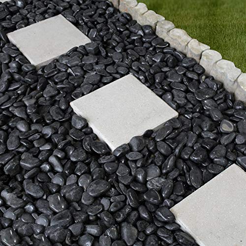 MARGO GARDEN PRODUCTS Rainforest Super Polished Pebbles 2200 lb Super Sack Medium Black