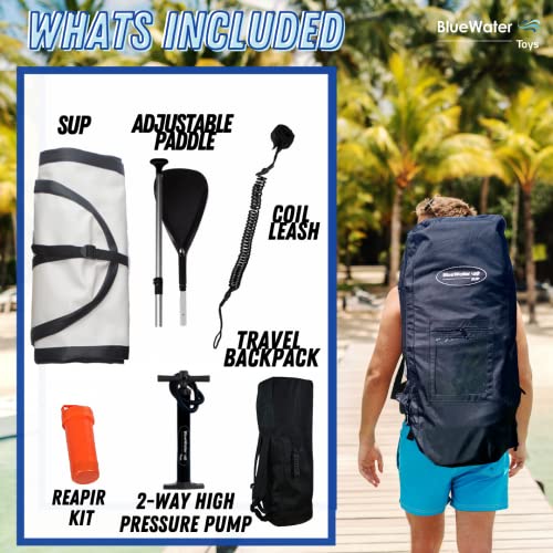 Blue Water Toys Inflatable Stand Up Paddle Board Kit Black