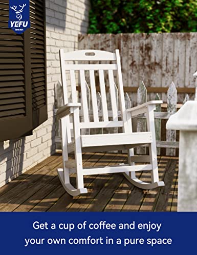 YEFU Outdoor Rocking Chair Set of 4 Heavy Duty White