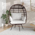 Flash Furniture Zola Oversized Wicker Egg Chair with 360° Swivel, High Back, 4 Cream Cushions/Brown Frame