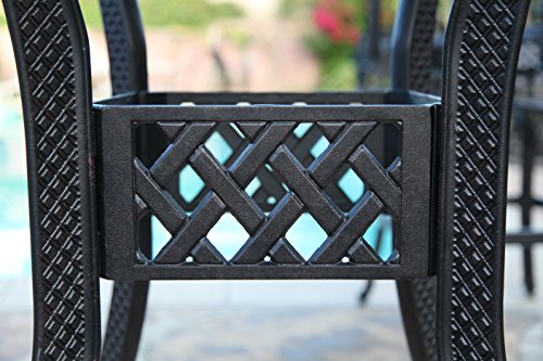 GrandPatioFurniture.com CBM Patio Elisabeth Collection 7 Piece 48" Cast Aluminum Bar Set Black Brown