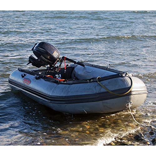 Seamax Heavy Duty Ocean320 10.5ft Inflatable Boat with Aluminum Floor, V Bottom Dark Grey, Red