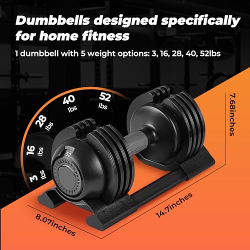 Roinoim 5-in-1 Adjustable Dumbbells Set 52LB Pair