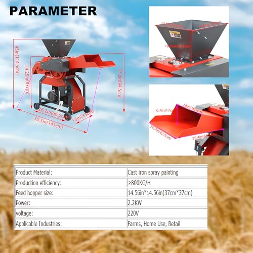 Banfluxion 220V 8-Blade Grass Cutter with Conveyor Belt Red