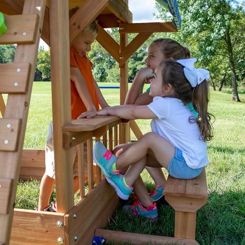 Backyard Discovery Beach Front Cedar Swing Set with Monkey Bars Multicolor