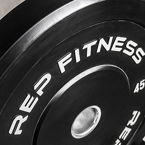REP Bumper Plates for Strength and Conditioning Workouts and Weightlifting - 370 LB Set Black