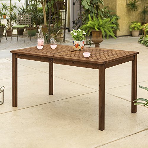 Walker Edison Rendezvous Modern 6 Piece Solid Acacia Wood Outdoor Dining Set Dark Brown