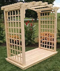 Backyard Crafts Amish-Made Cambridge Style Cedar Arbor 4' Wide Walkthrough Linden Leaf Stain
