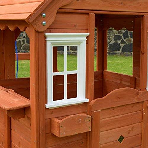 Sportspower Wooden Outdoor Playhouse with Swing & Picnic Bench Brown